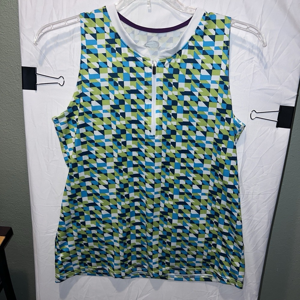 Performance Womens S Sleeveless Cycling Jersey Teal Green Geometric Bikecore